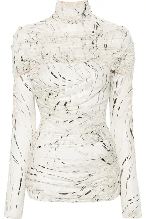 MUGLER Top fruncido con estampado abstracto