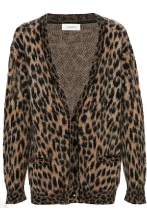 LANEUS Cárdigan con estampado de leopardo