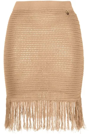 Elisabetta Franchi Falda tejida con dobladillo deshilachado