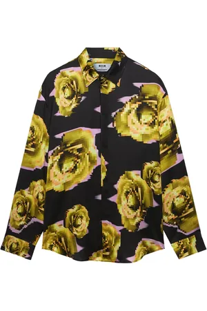 Msgm Camisa con rosas estampadas pixeladas