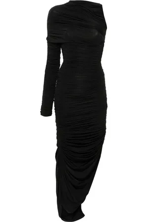 MUGLER Vestido asimétrico con diseño fruncido