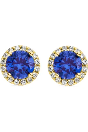 VEYNOU Aretes Ava en oro amarillo reciclado de 14kt con diamantes y zafiros