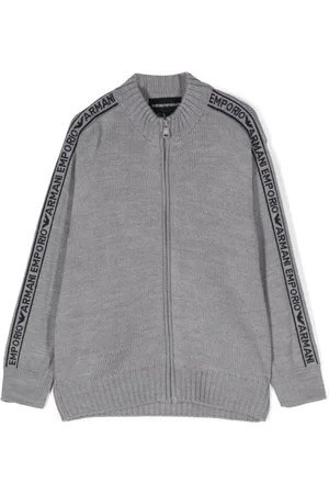 Emporio Armani Suéter con logo en intarsia y cierre