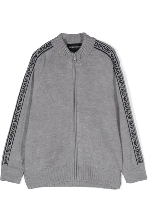 Emporio Armani Suéter con logo en intarsia y cierre