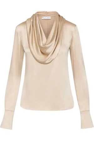 Oscar de la Renta Blusa satinada con cuello desbocado