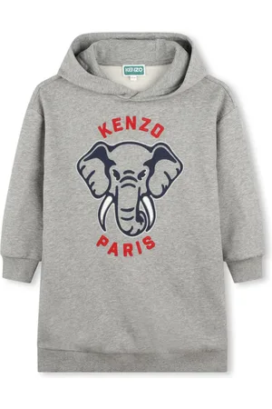 Kenzo Vestido estilo hoodie con elefante estampado