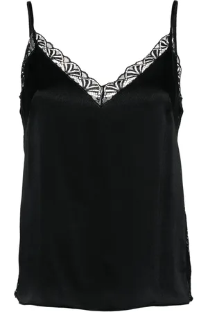 Alberta Ferretti Top satinado con ribete de encaje