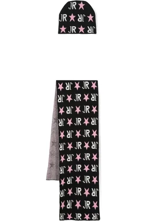 John Richmond Set de gorro con logo en intarsia