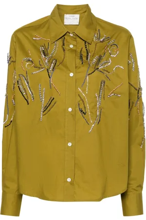 FORTE FORTE Camisa de popelina con detalles de cristales