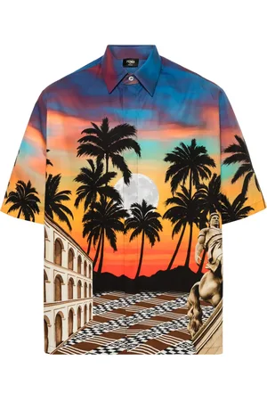 Fendi Camisa de popelina con estampado gráfico