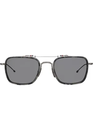 Thom Browne Lentes de sol con armazón rectangular estilo carey