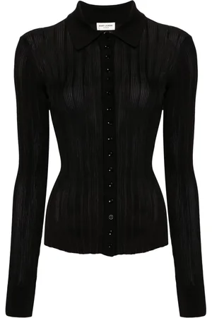 Saint Laurent Cárdigan tejido de canalé