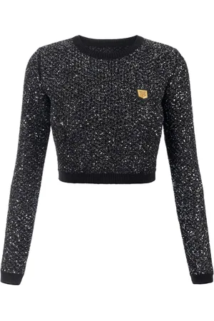 Elisabetta Franchi Top corto con lentejuelas