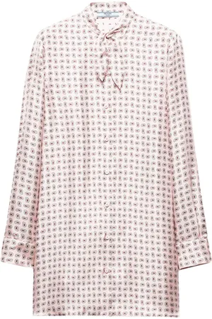 Prada Vestido corto de seda con estampado geométrico