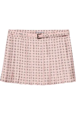 Prada Falda corta de seda estampada