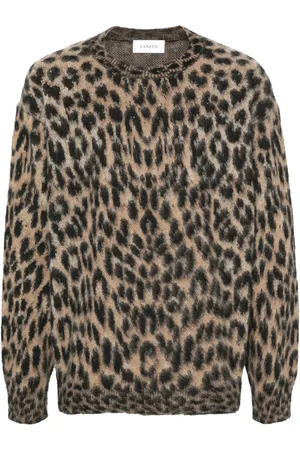 LANEUS Suéter con motivo de leopardo