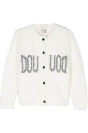 DOUUOD KIDS Cárdigan tejido con logo en intarsia