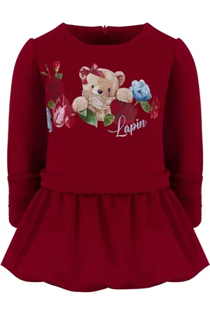 Lapin House Vestido con estampado floral y oso
