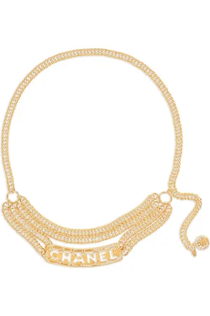 CHANEL Cinturón de cadena con placa del logo 1994