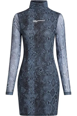 Karl Lagerfeld Vestido de malla con estampado de piel de serpiente