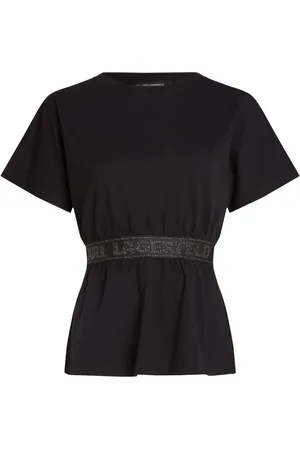 Karl Lagerfeld Playera con franja del logo y glitter