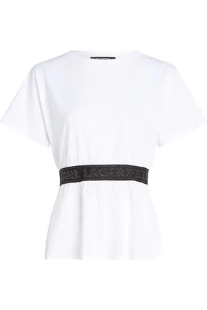 Karl Lagerfeld Playera con franja del logo y glitter