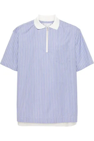 SACAI Playera tipo polo con rayas estampadas