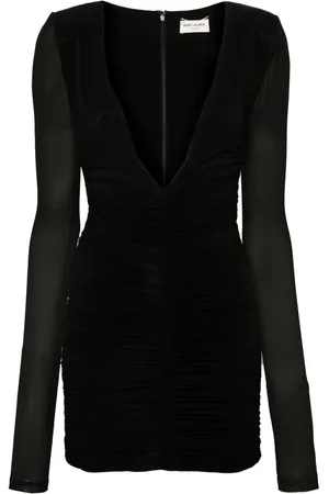 Saint Laurent Vestido corto fruncido