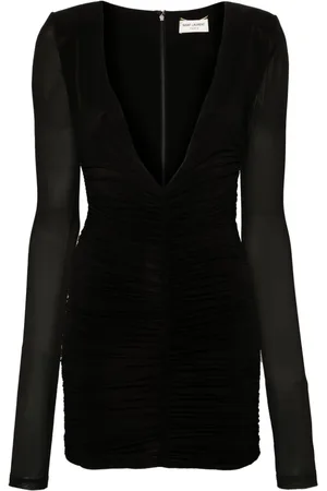 Saint Laurent Vestido corto fruncido