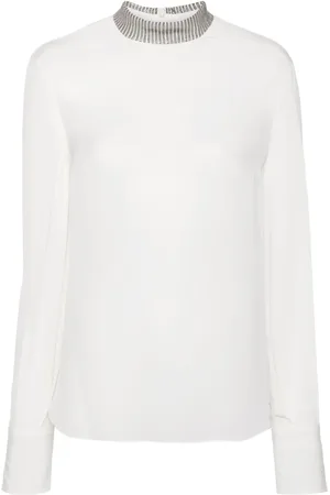 Brunello Cucinelli Blusa con detalle de cadena Monili