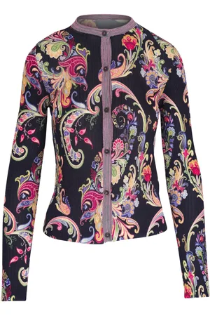 Etro Cárdigan tejido de canalé con estampado floral