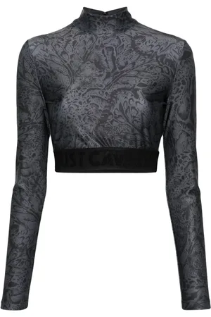 Roberto Cavalli Playera corta con estampado de leopardo