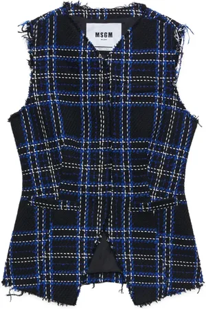 Msgm Chaleco de tweed con motivo de cuadros