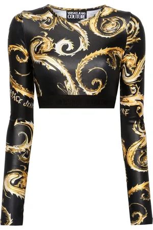 VERSACE Top corto con estampado Chromo Couture