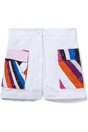 PUCCI Junior Shorts con bordado inglés y estampado Iride
