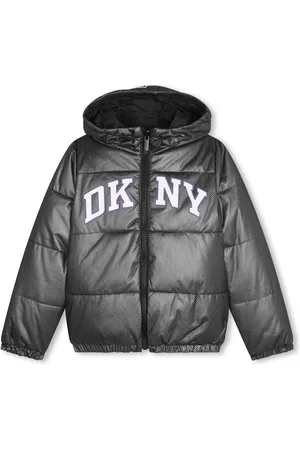 DKNY Chamarra capitonada reversible con logo estampado