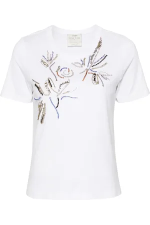 FORTE FORTE Playera con detalle de mostacillas
