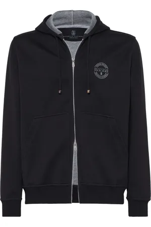 Brunello Cucinelli Hoodie con cierre y logo estampado