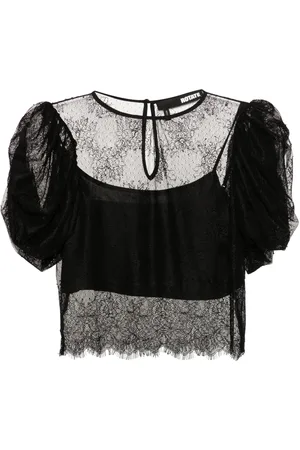 ROTATE Blusa de encaje con mangas farol