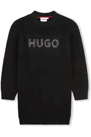 HUGO BOSS Vestido corto tejido con logo y apliques