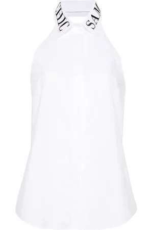 Moschino Camisa sin mangas con logo en el cuello