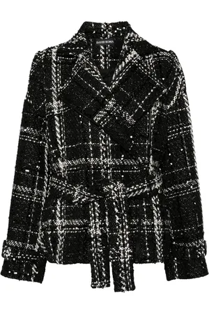 DAVID KOMA Chamarra de tweed bordada con lentejuelas