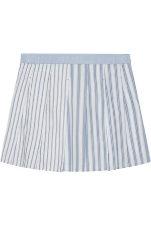 Ganni Falda corta con diseño plisado y estampado de rayas
