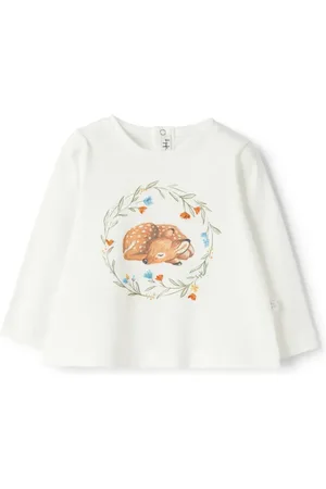 Il gufo Playera manga larga con renos estampados