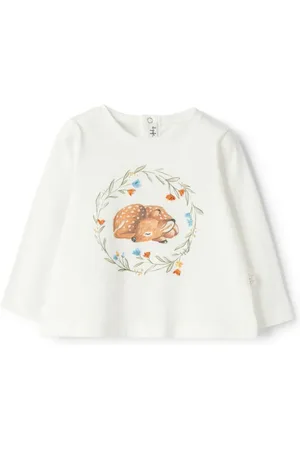 Il gufo Playera manga larga con renos estampados