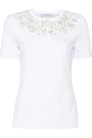ERMANNO SCERVINO Playera con detalles de cristal y encaje