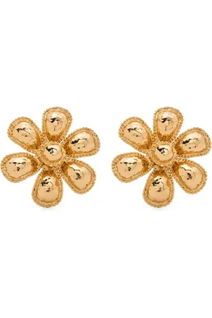 Moschino Aretes de clip con forma de flor