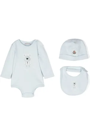 Moncler Set de tres mamelucos con logo bordado
