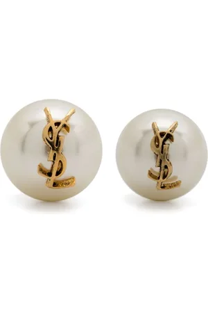 Saint Laurent Aretes Cassandre con perla