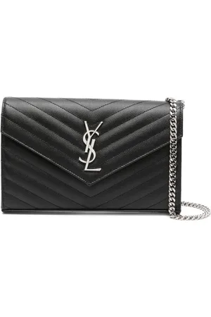 Saint Laurent Cartera con cadena y monograma